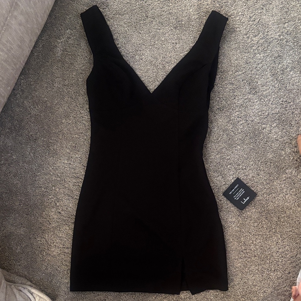 Lulu's Chic Black V-Neck Prom Mini Dress - Picture 1 of 4